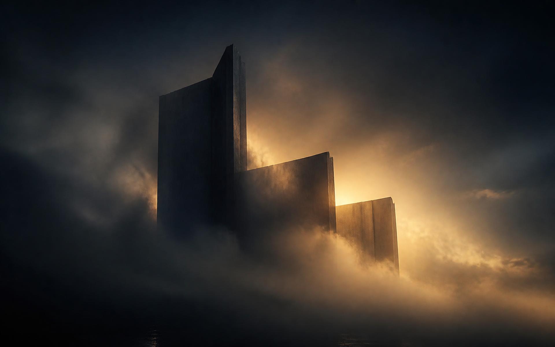 Distant horizon dissolving into low fog and pale light